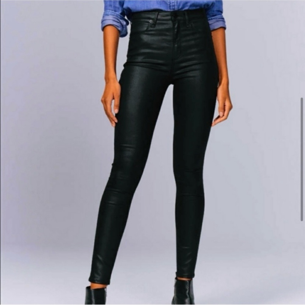 Abercrombie Black Like Leather High Rise Jeans Size 18